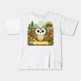 Give No Hoots - Carefree Owl in Bloom Kids T-Shirt